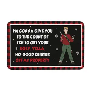 Funny Christmas Door Mat – Holiday Rubber Entrance Rug with Quote, Non-Slip & Durable Indoor Outdoor Welcome Mat For Home, Bathroom, Kitchen Decor