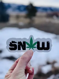 SNOW Weed Sticker – Cannabis Winter Die Cut Sticker | Stoner Humor