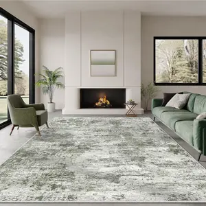 ComiComi Washable Rug - Stain Resistant Area Rugs for Living Room, Non Slip Backing Abstract Rugs for Bedroom, Folable Machine Washable Area Rug (Green, 6'x9')