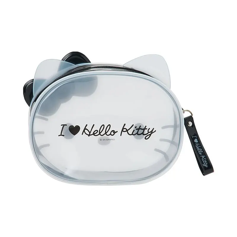 ☆プロフ必読！kitty white☆ Hello Kitty Black & Clear Zipper Pouch (I Love Hello Kitty Series
