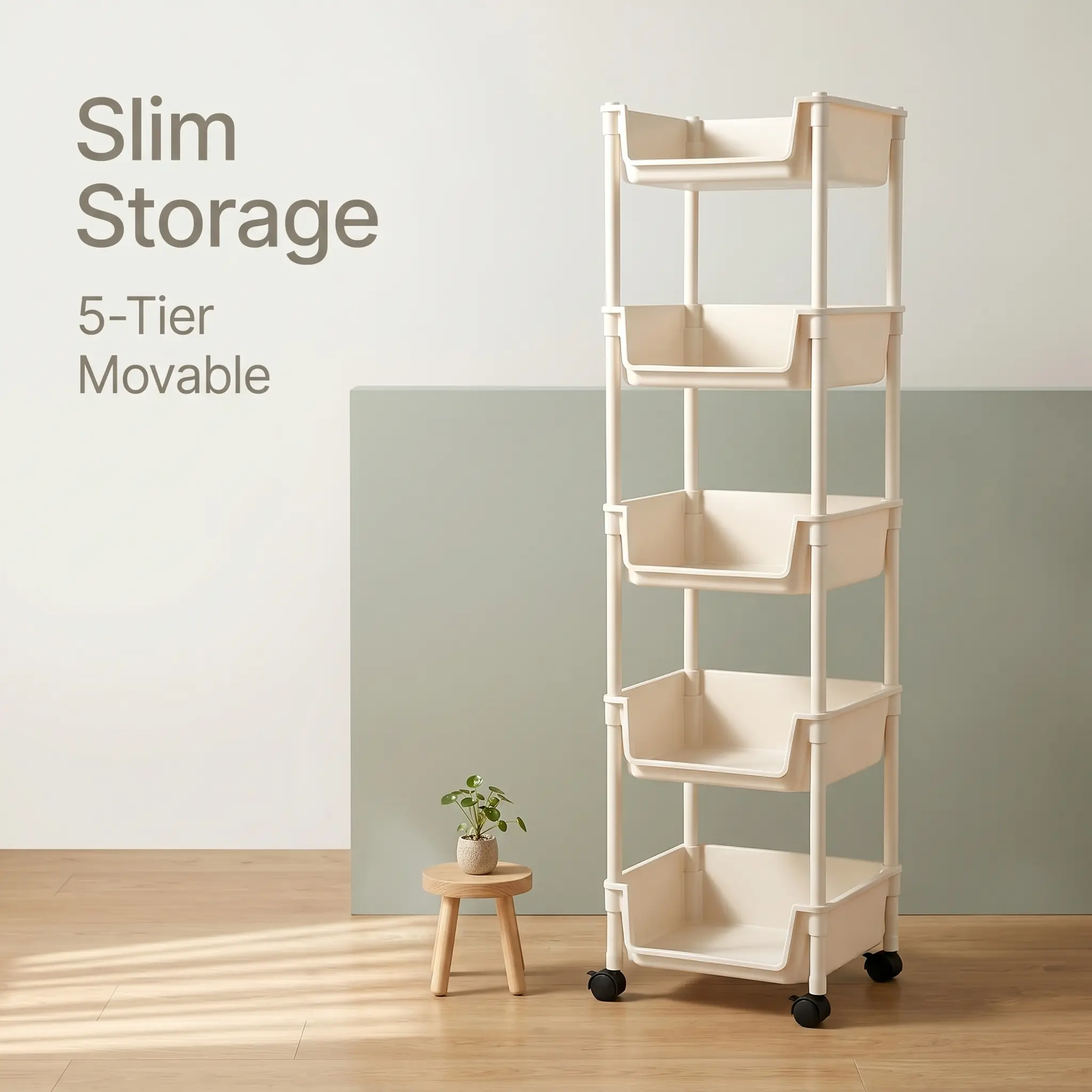 Memorial Day Sale 2026 5 Tier Slim Fit Rolling Storage Cart Movable Narrow Gap Organizer Shelf For Bathroom Kitchen Under Desk Laundry Small Spaces