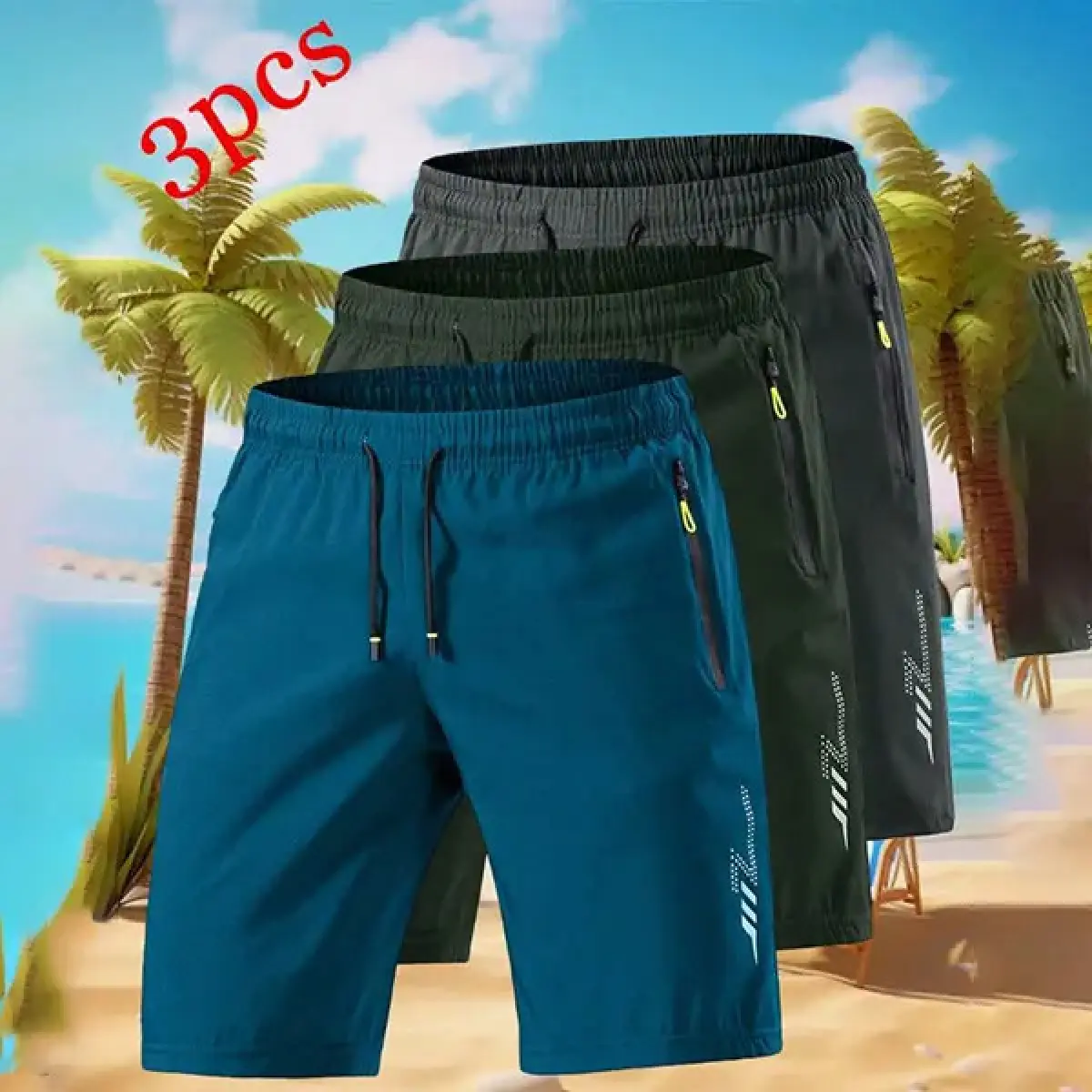 3-Pack Men's Quick Dry Beach Shorts Summer Breathable Casual Sports Menswear shorts SpringStatements outdoorfun Activities Athleisure