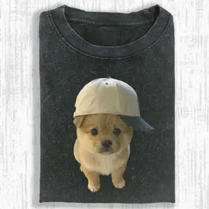 Retro Vintage Wacky Dog TShirt Unisex Meme Cringe Funny Dumb Tee Menswear and Womenswear Washed TShirt
