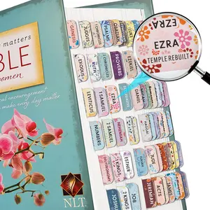 Bible Tabs, 5 Sheets/75pcs Pastel Bloom Bible Tabs, Peel-and-stick Laminated Bible Tabs, Bible Study Supplies, for Easy Navigation, Book Reading Stickers