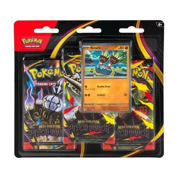 Pokémon TCG Mega Evolution Pitch Black Sealed New Collector Item - 3-Pack Blister, Binacle Promo Cards, 3 Packs, Three Packs