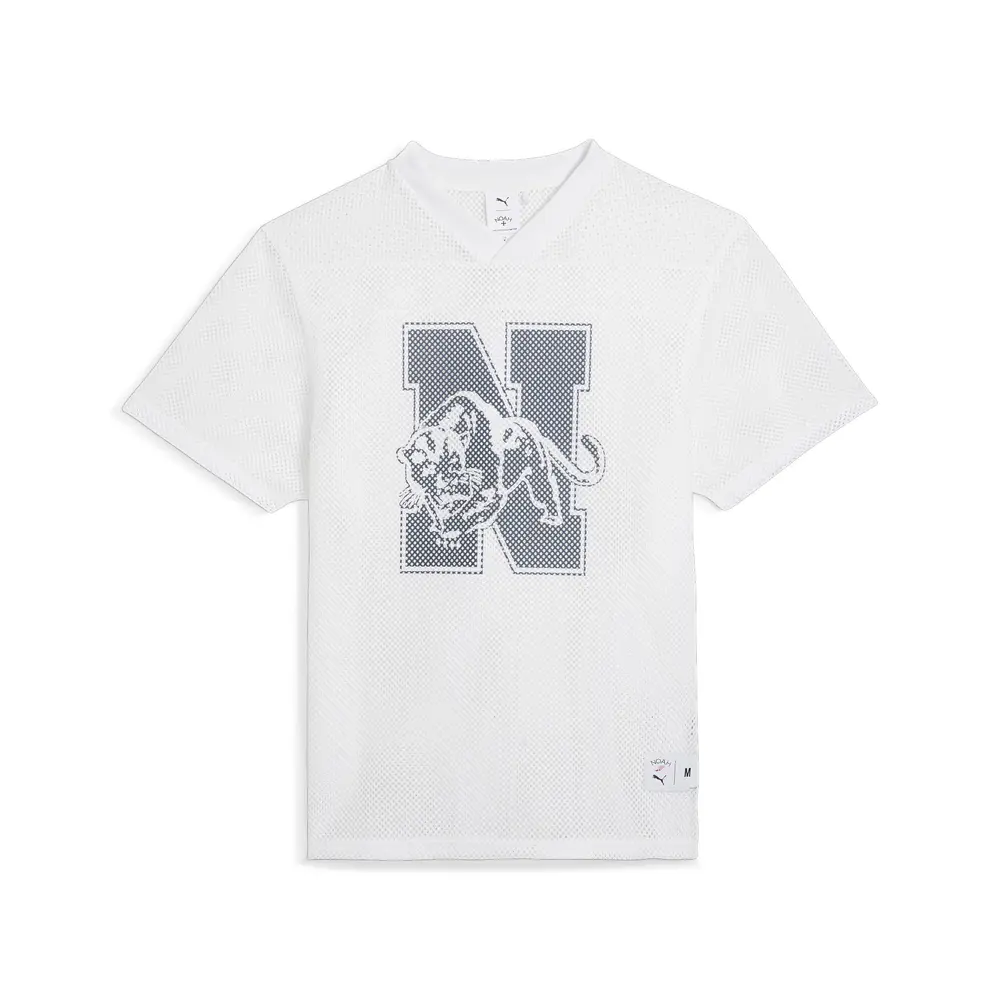 PUMA Mens X Noah Mesh Practice Graphic V-Neck Short Sleeve Casual Tops Casual - White