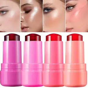 4pcs Jelly Blush Lipstick Makeup Long Lasting For Eyes Lips Cheeks Easy To Carry Multifunctional Clear Jelly Blush Stick Tinted Matte Cream Gloss Cosmetic