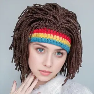 "Spring Festival Vibe Alert! 🧶🔥 Unisex Crochet Braid Beanie - Edgy Hip Hop Knit Cap for Concerts, Street Style & Genderless Fashion 🌈 #CrochetCore #HypebeastRevival"