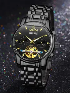 1PC  Men's Automatic Mechanical Watch, Skeleton Watches, Stainless Steel Waterproof Luxury Business Wristwatch with Luminous Function, Elegant Design