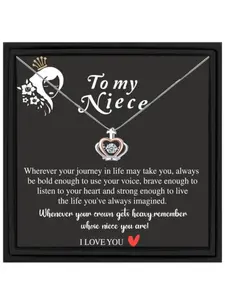 To My Niece Crown Pendant Necklace with Card and Gift Box, Birthday Gift, Christmas Gift, Jewelry Gifts, Boho Style, All Seasons