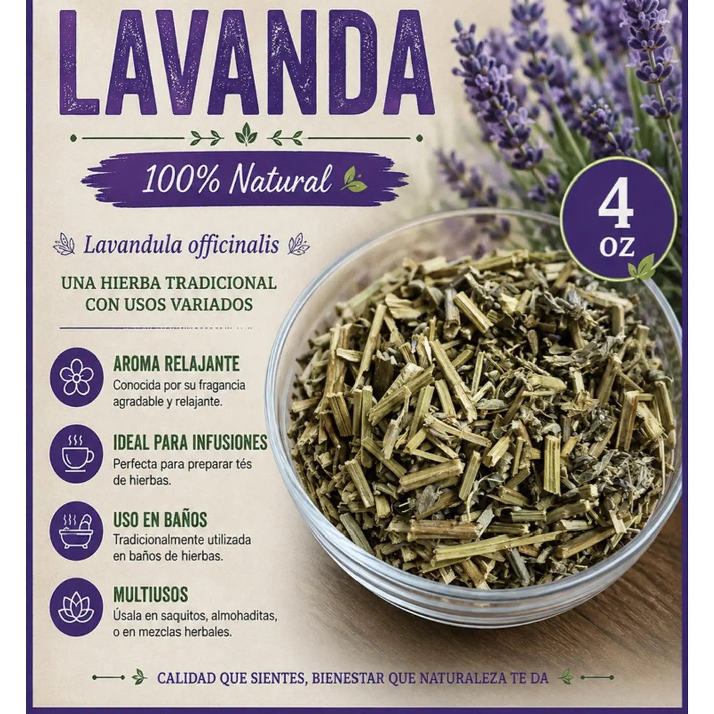 Lavanda 100% Natural Infusión de Tea