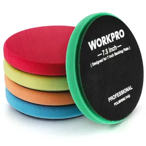 #SpringGlowUp WORKPRO 7.5 Inch Buffing Sponge Pads, 5Pcs 7.5 Inch Face for 7 Inch Backing Plate, Cutting Polishing Pad Kit for Car Buffer Polisher Compounding, Polishing and Waxing