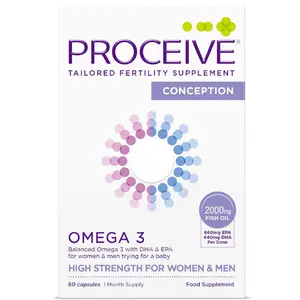 Proceive Conception Omega 3 Fish Oil Supplement for Men and Women - High Strength 2000mg Omega 3 Fatty Acids with DHA and EPA - Daily Fertility and Pre Conception Support - 60 Softgel Capsules