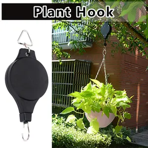 2pcs /Set Retractable Plant Pulley Hanger-Adjustable Flower Hanging Hook- Solid Easy Reach Plant Hanger for Garden Pot, Flower Basket and Bird Feeder Organiser Hangable