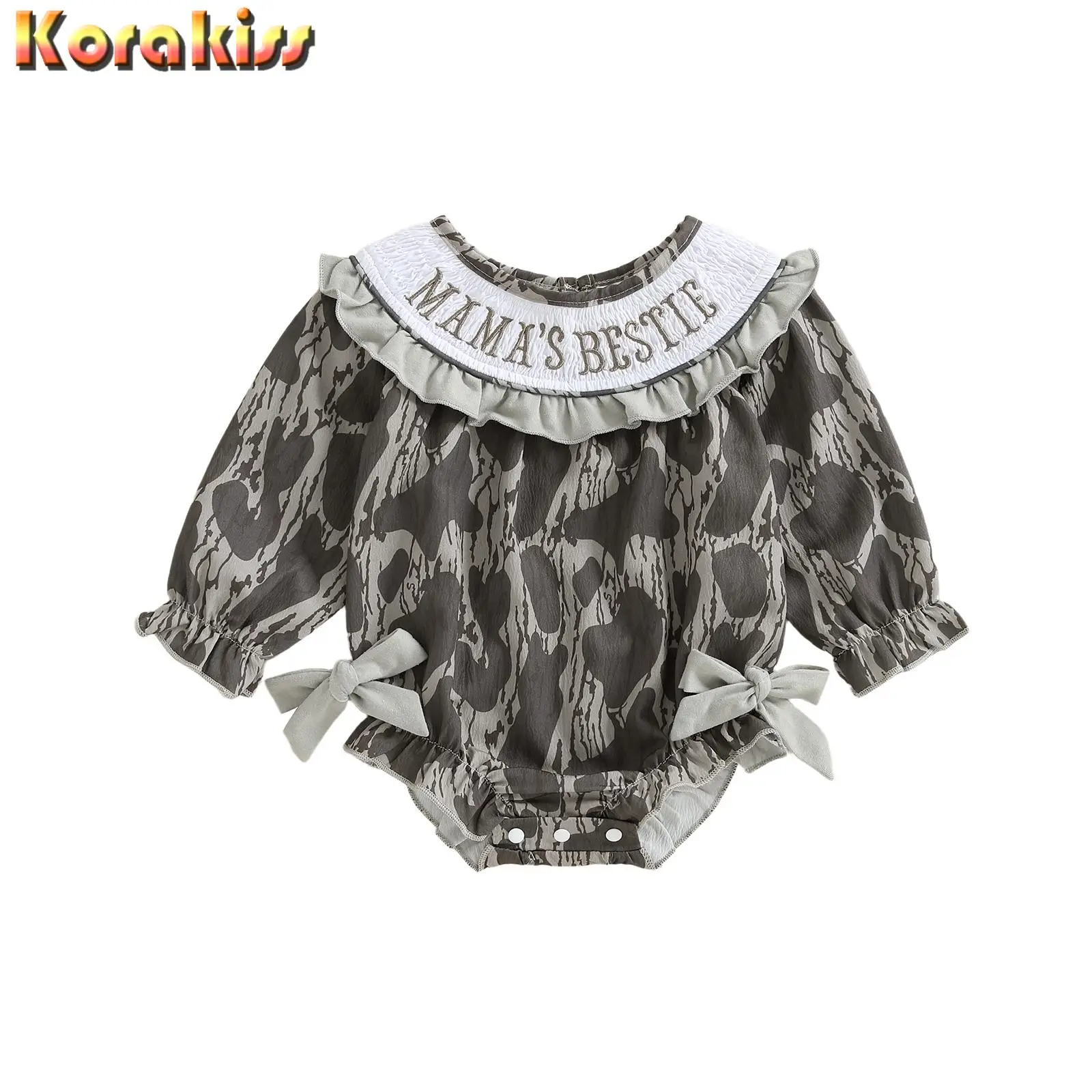 Girls Matching Sister Outfits Casual Letter Embroidery Camouflage Long Sleeve Jumpsuits/Dress for Infant