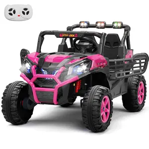 XJD 24V 7AH Ride On Electric Truck Car for Kids w/Parent Remote Control, Spring Suspension, LED Lights, AUX Port, Gift for Kids