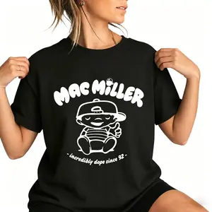 【Viral TikTok Shirt】【Music Shirt】Channel Your Inner Cool Girl Mac Miller Inspired Graphic T-Shirt Streetwear Music Fan Tee Unisex Cotton Casual Short Sleeve Top, Vintage Aesthetic Comfy Stylish Everyday Outfit Gift