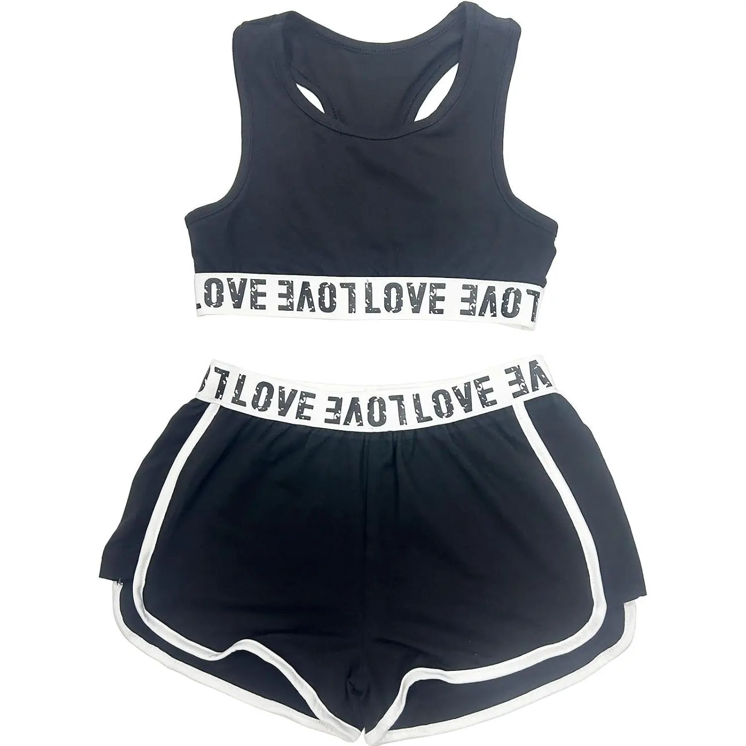 Kids Girls Two Piece Athletic Outfit Sleeveless Crop Tops with Shorts Sets for Gymnastics Dance Sports Workout