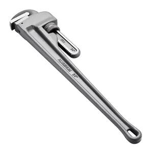 24-Inch Aluminum Pipe Wrench, Straight Adjustable Plumbing Wrench With High Strength Jaw And Ergonomic Handle, Portable Hangable Design For Water Pipes And Automotive Repairs Durable