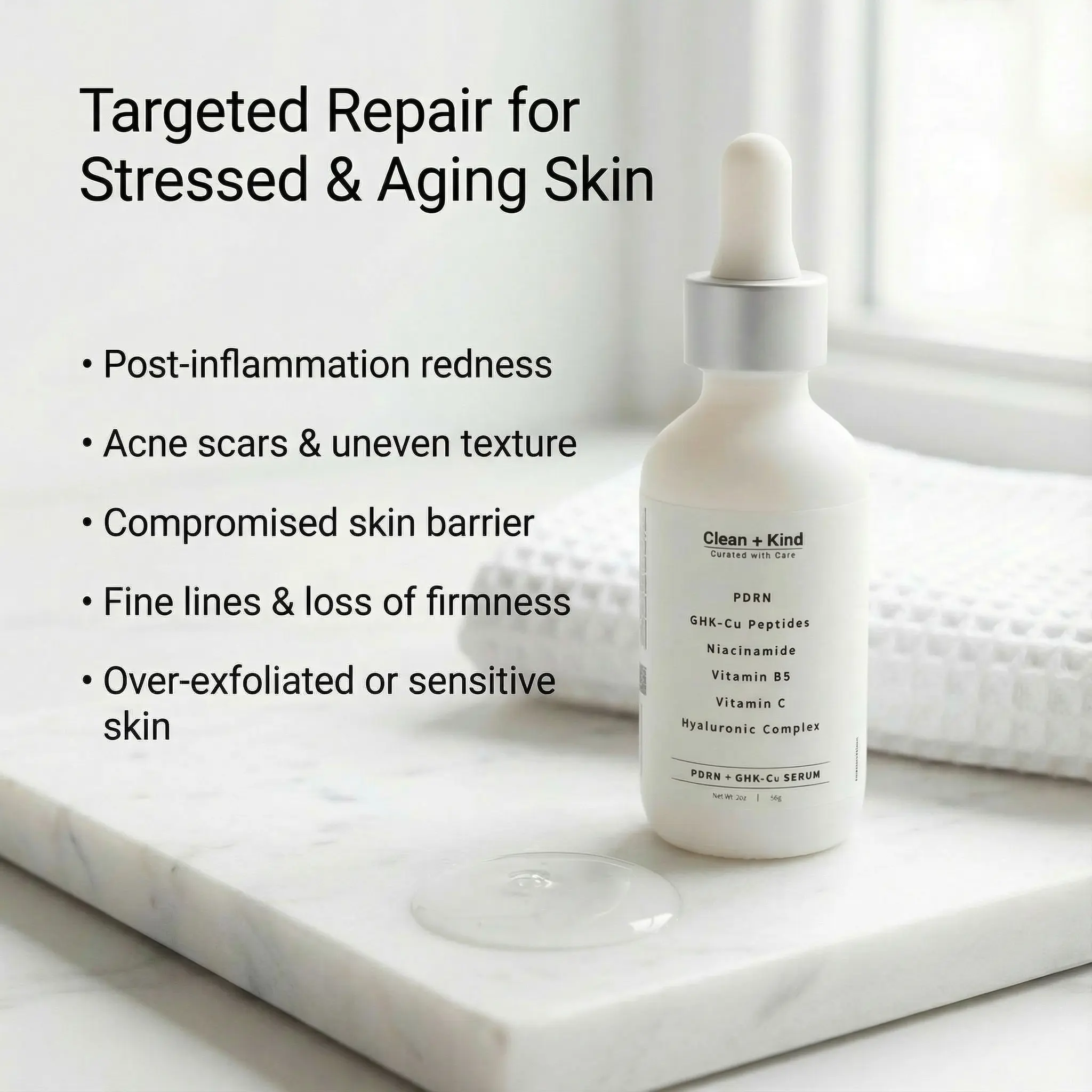 ghk-cu peptide acne Clean + Kind PDRN / GHK-Cu Serum with GHK-Cu Peptides & PDRN for Improved Elasticity & Visible Firmness ghk-cu peptide acne Clean + Kind PDRN / GHK-Cu Serum with GHK-Cu Peptides & PDRN for Improved Elasticity & Visible Firmness