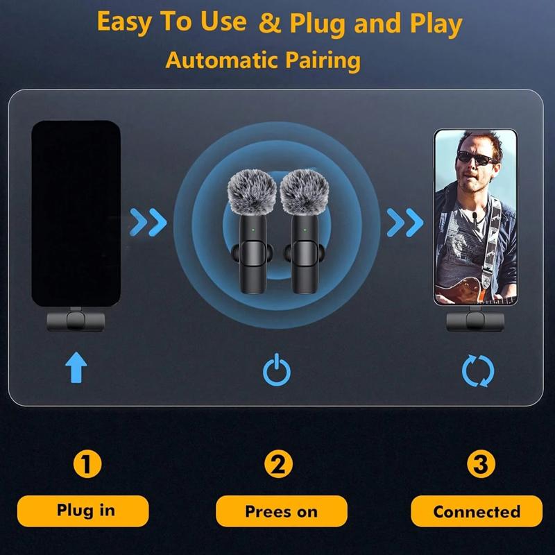Wireless mini Microphone for iPhone/Smartphone, 2 Mini Lapel Microphones with Clearer Audio for Video Recording, Interview, Vlog,Noise Reduction Device Noise Cancellation Stereo Wireless vlogging tools handheld high quality audio Wireless mini Microphone for iPhone/Smartphone, 2 Mini Lapel Microphones with Clearer Audio for Video Recording, Interview, Vlog,Noise Reduction Device Noise Cancellation Stereo Wireless vlogging tools handheld high quality audio