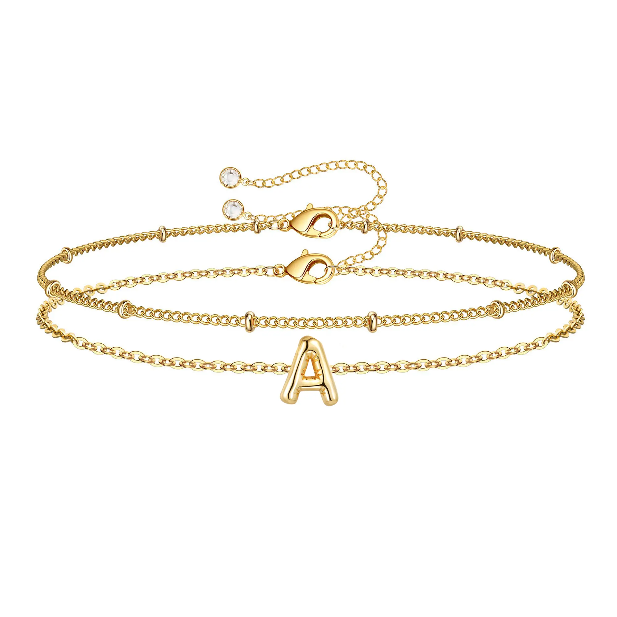TEWIKY Bracelets For Women Trendy Dainty Balloon Bubble Letter Cute Braclet Fashion Pack Gifts For Women Girls For Christmas Gift For Valentine's Day