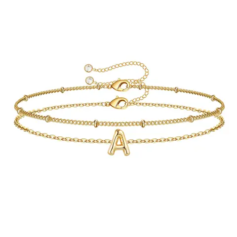 TEWIKY Bracelets For Women Trendy Dainty Balloon Bubble Letter Cute Braclet Fashion Pack Gifts For Women Girls For Christmas Gift For Valentine's Day