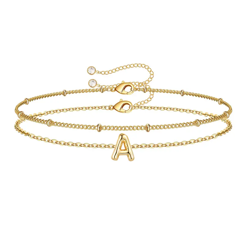 TEWIKY Bracelets For Women Trendy Dainty Balloon Bubble Letter Cute Braclet Fashion Pack Gifts For Women Girls For Christmas Gift For Valentine's Day