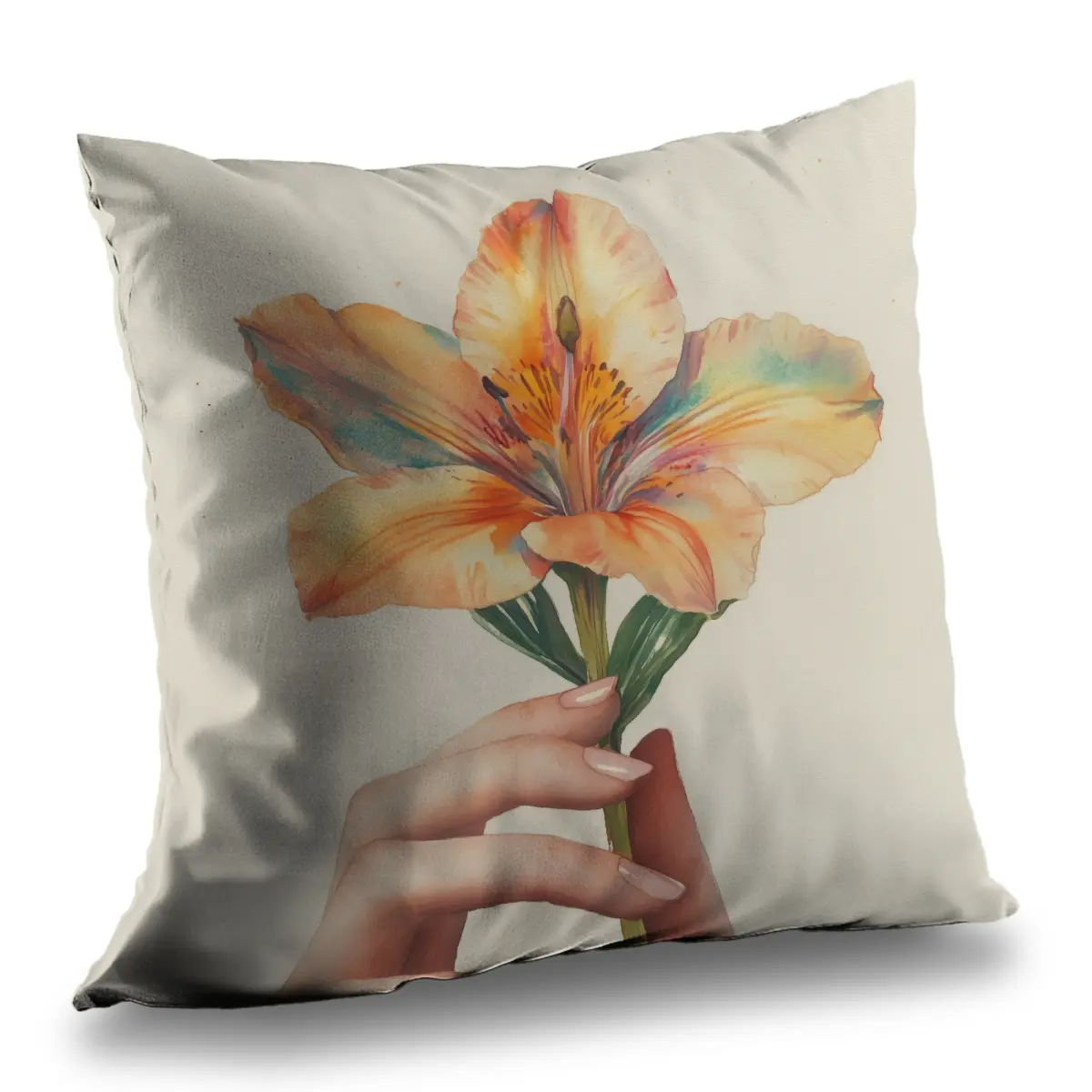 MWW C1PC1414YHIYUC 14 x 14 in. Ahold Beige Polyester Twill Throw Pillow - Elegant Home Decor Accent