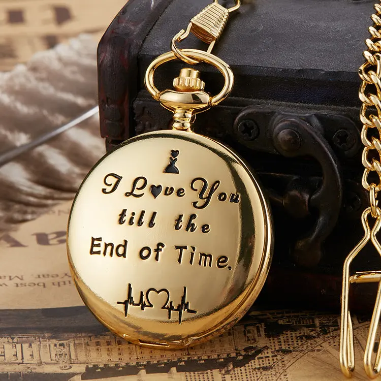 Engraving Vintage Quartz Pocket Watch