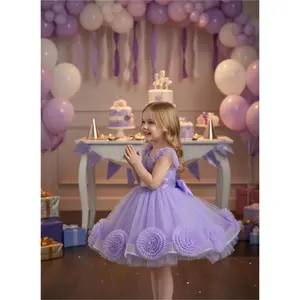 (New)Creative children's princess dress with ball flower design, suitable for little girls' dresses and girls' wedding gowns, for girls under 12 years old(Gift)11