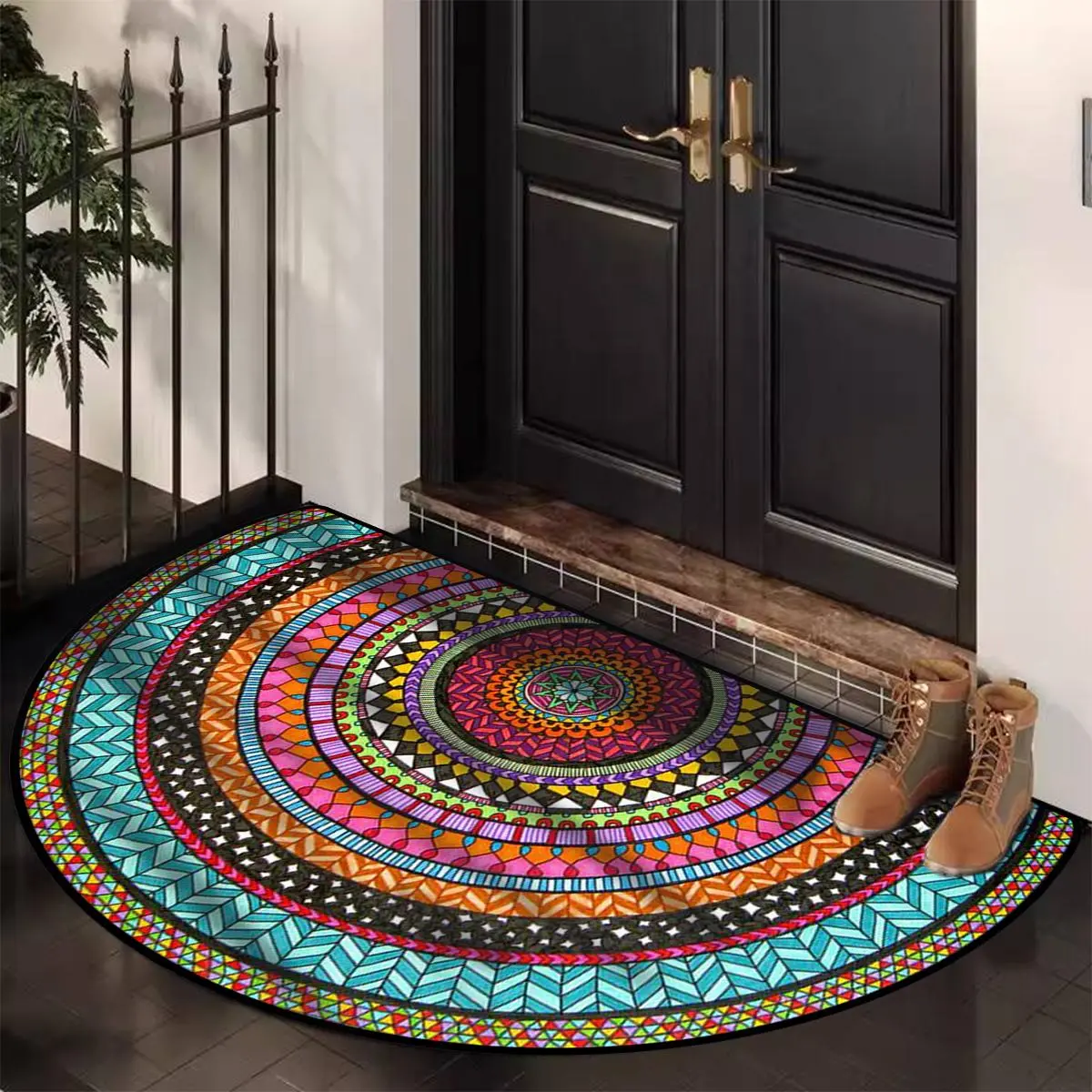 Boho Style Door Mat, Non-slip Soft Floor Mat, Rectangle Home Decorative Carpet for Living Room Bedroom Entry Door, Inside Entrance Doormat, Bohemian Washable Rugs, Entryway Floor Mat