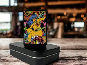 Custom Refillable Lighter, UV Printed Fliptop Lighter, Trippy Space Babe Lighter, Colorful Lighter, Trippy Lighter Series, Smokers Accessory