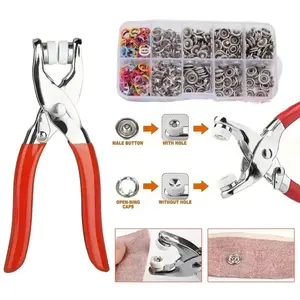 Including 100pcs Invisible Colored Metal Buckle & 1 Count Manual Pressure Pliers,Household Sewing Accessories for DIY Handicraft Clothing & Hat,Buttons & Pliers Tool Kit,Seamless Stitching Sewing Kit Tools,Sewing Supplies Crafts.