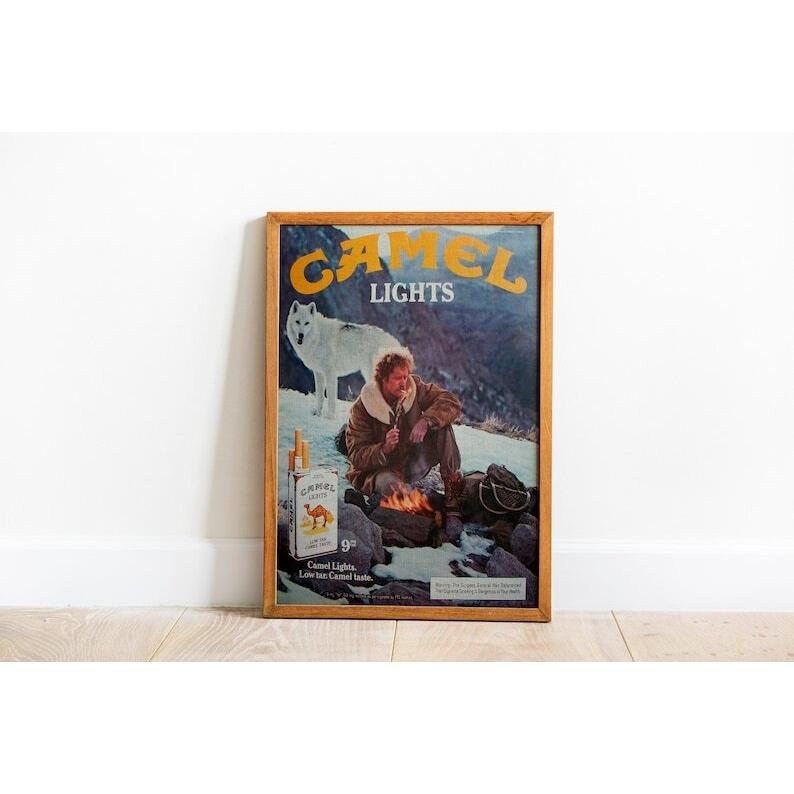 Camel "Pleasure to Burn" Poster, Retro Tobacco Advertisement Print, Nostalgic Wall Art for Home or Bar Decor UNFRAMED