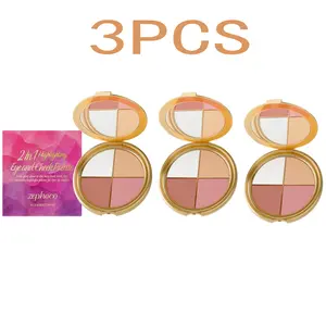 【3 boxes】4-in-1 All-in-One Highlighter Blush Eyeshadow Palette - 4 Gorgeous Shades for Natural Glow, Cheek Color & Eye Makeup - Ultra-Pigmented, Blendable Formula - Perfect for On-The-Go, Daily Use & Makeup Beginners Cosmetic Facial Flawless Glossy Powder