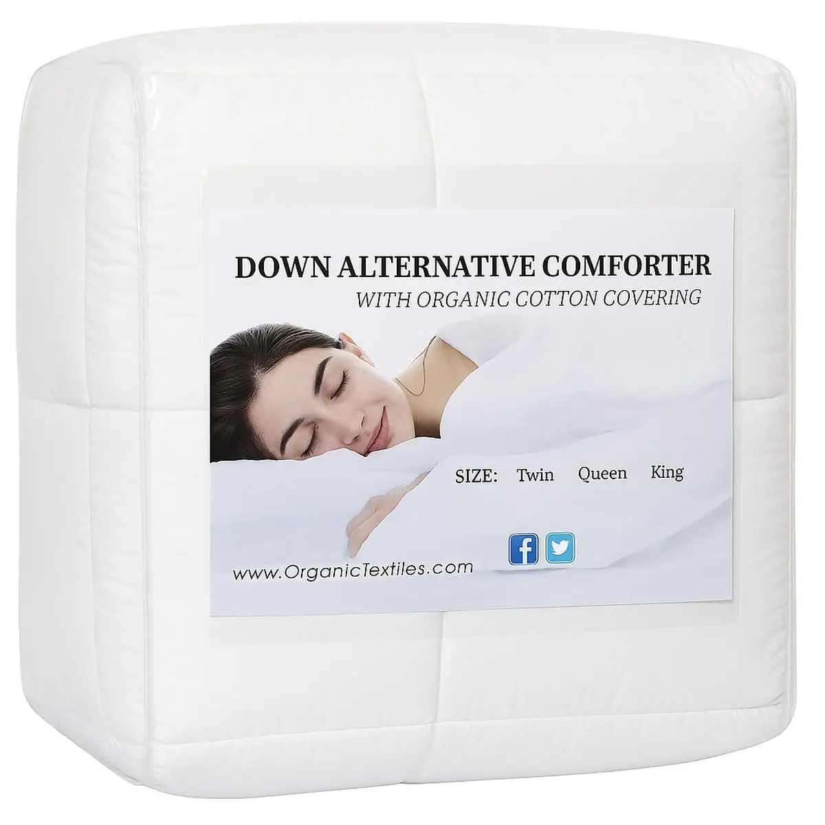 White Down Alternative Bed Comforter with Organic Cotton Covering