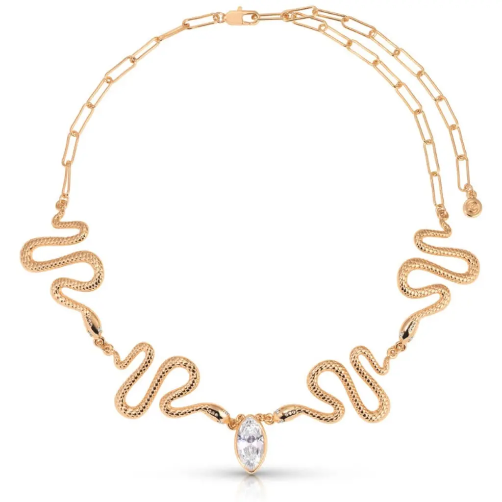 Ettika Serpentina Choker Necklace 18K Gold Plated CZ Crystal Statement Necklace Adjustable Fashion Jewelry Gift for Women Ettika Serpentina Choker Necklace 18K Gold Plated CZ Crystal Statement Necklace Adjustable Fashion Jewelry Gift for Women