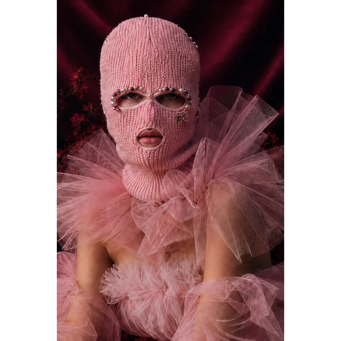 Light Pink Embellished Ski Mask/Balaclava