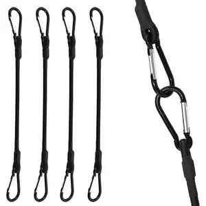 24 Inch Bungee Cord with Carabiner Hook, 4 Pack Superior Latex Heavy Duty Straps Strong Elastic Rope Locks onto Anchor Points for Luggage Rack Cargo Camping RV Hand Carts etc.