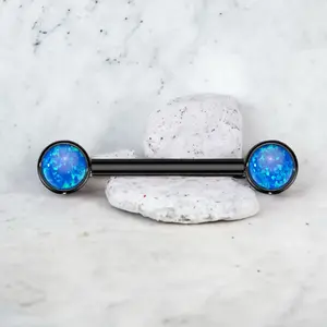 Titanium Nipple Rings, Internally Threaded Black Titanium Nipple Piercing Barbell