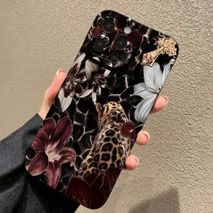 Floral Tiger Leopard Print Phone Case, Valentine's Day Gift, Anti-Drop Wear-Resistant Fashionable Protective Cover for iPhone Models