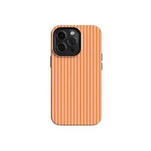 Striped Pink on Orange Tough Phone Casee, Shockproot Phone Protective Cover,  Modern Floral Phone Cover For Iphone 17 13, 14pro, 16promax