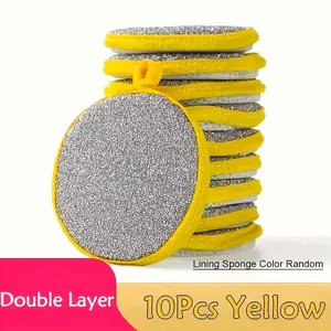 NewNo Scratches All Clean Multi Pack Scrub Sponges Heavy Duty Dual Sided US Kitchen Restaurant Baking Must Have Trend Pocket Plastic Double Layer 10Pcs Yellow