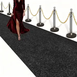 Black Carpet Runner 3x10 , Non-Slip  Aisle Rug with Rubber Backing, Rolled Shipping, No Creases,  for Weddings, Parties, Events, Banquets & Elegant Entrances