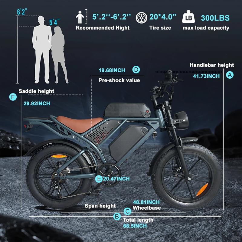 【Christmas Gift&DEEPOWER Ebike】Electric Bike for Adult, 1800W Peak Electric Dirt Bike, 37MPH, 100 Miles, 7 Speed Electric Motorcycle, 48V Removable Battery, 20" Fat Tire Off Road Ebike, All Terrain for Mountain, Sand, Road
