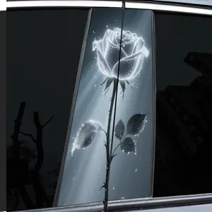 2 Pieces, Car Sticker, Automobile Decals, Car Pillar Sticker - A Rose Pattern Vinyl Car Sticker - B Window Pillar Sticker, Self-Adhesive Waterproof and Scratch Resistant, Suitable for Glass, Metal, Plastic, Ceramic, Wood Surfaces - Car Decoration