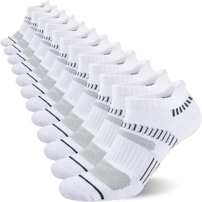 Women's 12-Pair Athletic Running Socks, Low-Cut Striped Poly-Cotton Blend with Cushion and Arch Support, Breathable for All-Season Sports