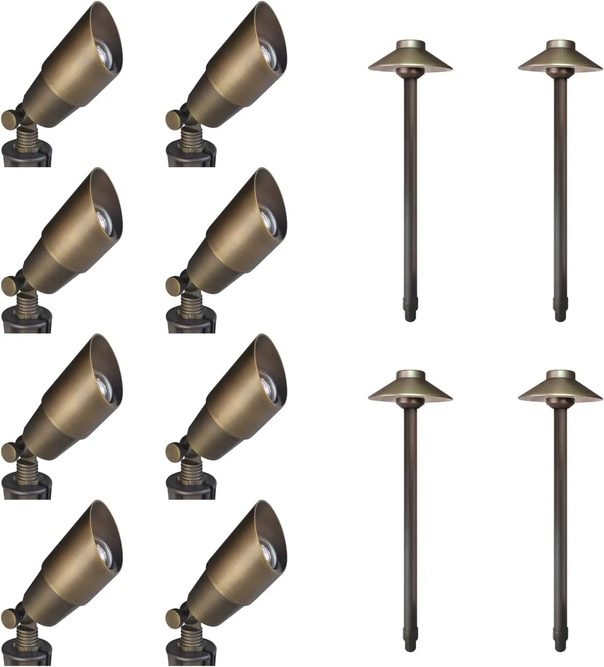 COLOER Solid Brass 12V LED Low Voltage Landscape Lighting Soptlights with Pathlights Kit KIT-1