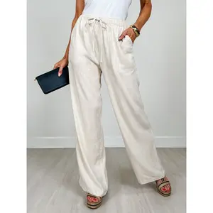 Linen Blend Wide Leg Pants